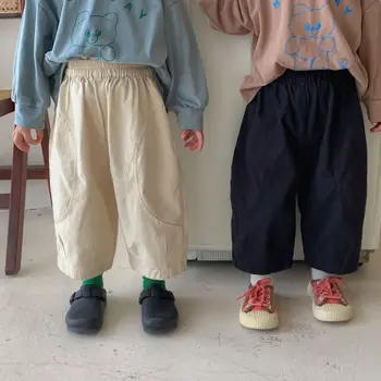 Детски спортни панталони, свободни панталони за корейски момче, есен 2022, Нови модни разнообразни ежедневни панталони за малки момичета, панталони