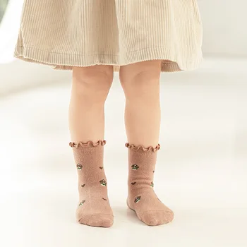 Детски чорапи Пролет Есен Зима NewbornCotton Чорапи-тръба За момчета и момичета, Детски чорапи и дървени отолог ръба Детски чорапи