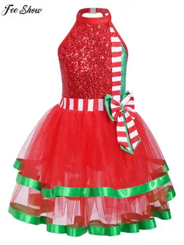 Детско празнично рокля за момичета, костюм без ръкави с отворен гръб, пайети, лък, рокля пакетче шарени, гащеризон, танцово трика, рокля
