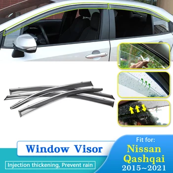 Дефлектор за Nissan Qashqai J11 2015 2016 2017 2018 2019 2020 2021 Козирка на прозореца на колата от дъжд Botaguas Прозрачен Chuvento