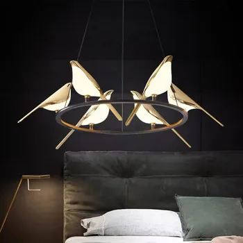 Дизайн подвесного на осветителното тяло BL Lind Gold Magpie bird, въртящи се на малка странична лампа за спални, трапезария, луксозен, лампа за кабинета