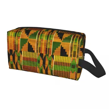Дизайнерски косметичка от плат Кент в африканския стил, козметичен органайзер за пътуване, Модни чанти за съхранение на тоалетни принадлежности с традиционните Африкански етнически модел