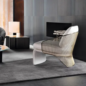 Дизайнерски мебели, Лесен Луксозен Модерен Единична диван, стол за преговори, Ежедневното седалката от тъкан от неръждаема стомана