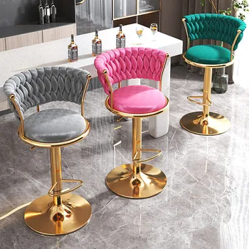 Дизайнерски стол за лоби бар, регулируема височина на шкафовете минималистичен, модерен бар стол за сядане, кожени столове, мебели за бар Salle Manger