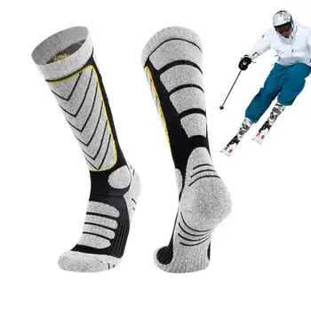 Дълги ски чорапи, дебели топли Зимни чорапи за ски, зимни спортни чорапи, дишащи чорапогащи за каране на ски, сноуборд