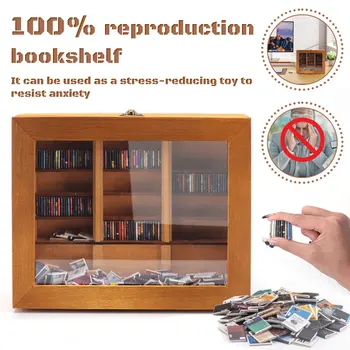 Дървен шкаф-лавица за книги - Успокояващ Декор на Работния плот, шкафове за Облекчаване на Стреса с Малка Библиотека и Книги, Творчески Подаръци за