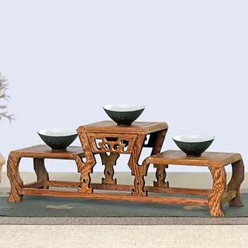 Дървена малък павилион Дуобао с тъй като, Рамка за бога, лилаво Саксия с пясък, Декоративна рамка за чай от сервиза, Рамка на дисплея