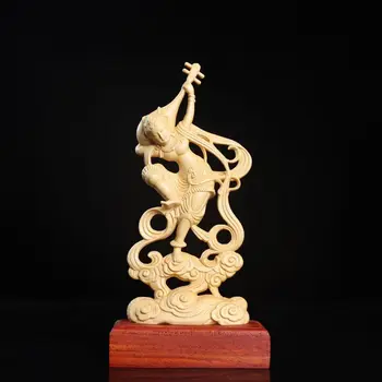 Дървена статуя на хубавицата Дуньхуан Фейтянь, дърворезба, Исторически и културни произведения на изкуството, статуя за декорация на дома, на стая