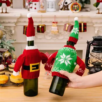 Държач за бутилка вино, за да проверите за Коледно парти Празнична капачка за бутилка вино, Държач за шампанско с принтом под формата на снежинки лосове лека вино