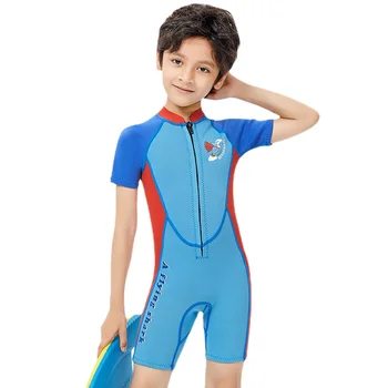 Екипировка от неопрен 2,5 ММ, детски бански костюми, Водолазни костюми с къси ръкави за момчета и момичета, за да сърфирате, За предпазване от акне, за гмуркане с шнорхел.