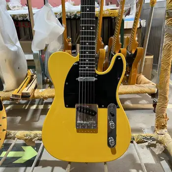 Електрическа китара Tele, жълт цвят, корпус от махагон, лешояд от палисандрово дърво, китара на 22 измъчва, виолончело, безплатна доставка 기타