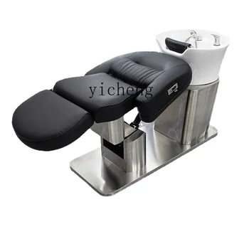 Електрически подвижен стол за шампоан XL, наполовина смывающий легло, керамични стол за шампоан с мивка