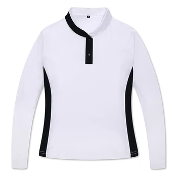 Есен нова дамска спортна риза за голф, модни бързосъхнеща риза с къси ръкави, Дишаща тениска в контрастен цвят, с дълъг ръкав, топ