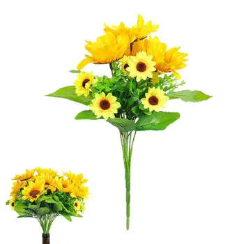 Жълти копринени цветя Реалистичен дълго стъбло Имитация на изкуствена цветя аранжировки на Цветя Начало декор Централните елементи на масата, за парти