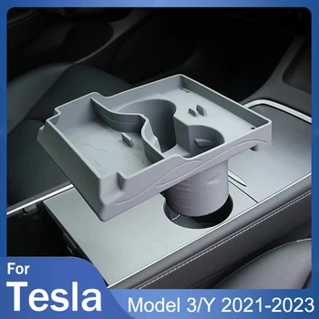 За Tesla Model 3 Модел Y поставка за Чаши на Централната Конзола 4 в 1 Силиконов Калъф За Съхранение на Tesla Model 3 Y 2021-2023 Аксесоари