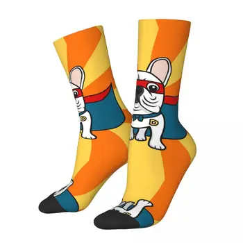 Забавен луд компрессионный чорап за мъже на Супер френски булдог Хип-хоп Ретро Супер Дог Рилиенталь Щастлив, безшевни мъжки экипажный чорап