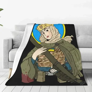 Забавни одеяла Saint Копието, топла фланела, Защитник на Украйна, Каре за спално бельо, покривки за мека мебел