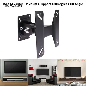 Закопчалка за телевизори с диагонал от 14-24 инча, LCD led монитор, монтиране на стена, на фиксирана рамка за телевизора с плосък панел, ъгъл на наклона на 180 градуса с винт