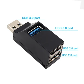Зарядно устройство USB-хъб USB 3.0 / 2.0, мини-разпределителните кутия, 3 бързи и стабилни пристанището, аксесоари за КОМПЮТЪР, за жична мишка и клавиатура