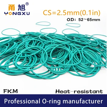 Зелени Уплътнителни пръстени от фторкаучука FKM CS2.5mm OD52/54/55/56/57/60/62/64/65*2.5 уплътнителни пръстени мм О-Пръстени, уплътнения Околовръстен миене fkm
