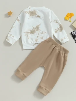 Зимни дрехи за малките момчета, яке с качулка и панталони с анимационни принтом, комплект топли дрехи от 2 теми за деца