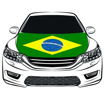 Знамена покритие на предния капак на колата на националния флаг на Бразилия 3.3x5ft / 5x7ft 100% полиестер, разтеглив плат на двигателя може да се пере, банер реклама на предния капак на автомобила