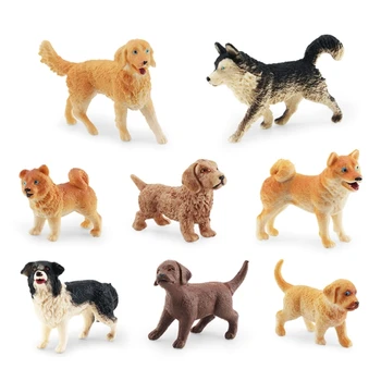 Игрите комплект с фигурки на кучета, ръчно рисувани, Эмуляционные Кучета, Животни, Набор от играчки, Подарък за детска Совалка