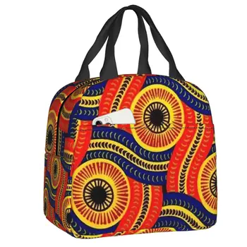 Изолирана чанта за обяд Serpent African Ankara за жени със стил tribal этники, преносим термоохладитель Bento Box за работа, обучение и пътуване