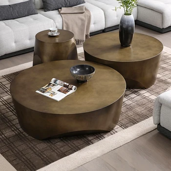 италиански минималистичные централните маси златен приставной кръгла маса на месинг метална масичка за кафе, мебели за всекидневна