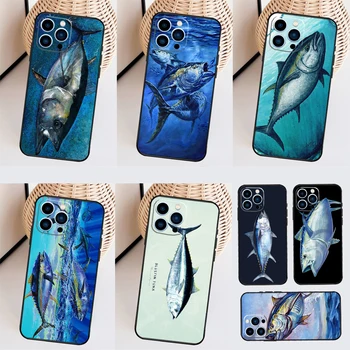 Калъф от червена риба тон за iPhone 11 12 13 14 15 Pro Max Mini XS X Max XR SE 2020 2022 7 8 Plus Покритие на Корпуса