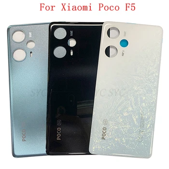 Капак на отделението за батерията, на задната врата, корпус за Xiaomi Poco F5, Задната част на кутията с логото, резервни части за ремонт на