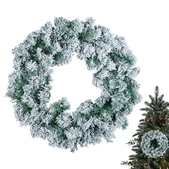 Коледен венец от Бели Снежни Изкуствени коледни украси, Коледни украси, Коледни украси за места на открито и закрито със собствените си ръце