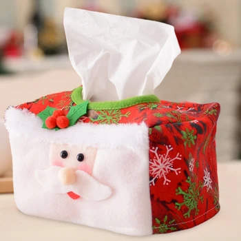 Коледна капак кутии за кърпички, сладки калъф за салфетки, държач за хартиени кърпи за офис, кухня, хол, домашен интериор, 2 цвята
