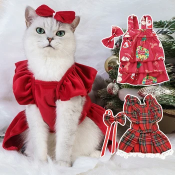 Коледна рокля за домашни кучета, Зимно топло облекло за кучета, Коледен cosplay, пола, за домашни котки, рокля на принцеса с сладък кученце, с Нов костюм