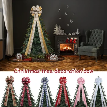 Коледна украса Голям лък Коледно дърво Декор Лък Лентата на Врата окачен подпори Коледна снежинка с Имитация на коноп banta
