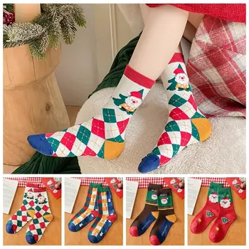 Коледни чорапи със средна дължина, дамски чорапи на Дядо Коледа, студентски зимни Топли и удобни памучни чорапи за женските чорапи носочных изделия