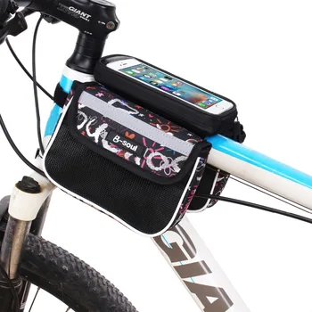 Колоездене Водоустойчив сензорен екран МТБ Рамка на Предната тръба за съхранение на планински велосипед Чанта за 5,5-инчов мобилен телефон