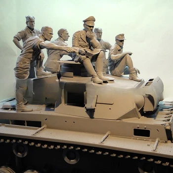 Комплект за сглобяване на модели от лята смола 1:16, пълен комплект войник-танкер (6 души), неокрашенный комплект, безплатна доставка