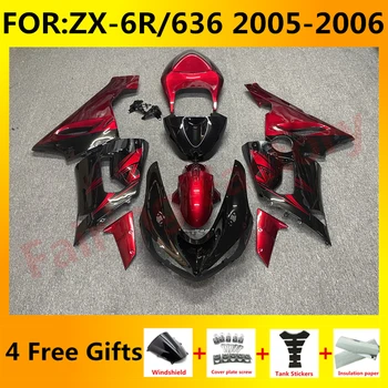 Комплект обтекателей за леене под налягане на мотоциклет е подходящ за Ninja ZX-6R 2005 2006 ZX6R zx 6r 636 05 06 автомобил пълен комплект обтекателей червен черен