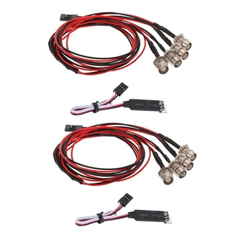 Комплект от 4 светодиода 2 Бели И 2 Червени с 3-канален Пулт за Управление Лампа за Радиоуправляемого Кола 1/10 1/8 TRX4 Axial SCX10 D90