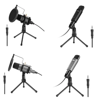 Кондензаторен микрофон с притежателя на Дръжка на микрофон, 3,5 мм ненасочено звукосниматель за намаляване на шума, интелигентен Доставка