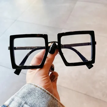 Корейски квадратни очила с дебела рамка със защита от синя светлина, Европейско-Американските Ретро очила за късогледство, Класически прозрачни очила