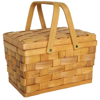 Кошница за пикник във френски стил, С кошници, Походный кутия за съхранение, за украса на маса за торта, Снимка, хранене, Цвят дърво ръчна изработка