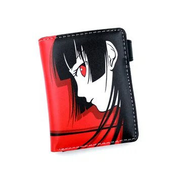 Кратък сгъваем портфейл-чанта от изкуствена кожа The Hell Girl Enma Ai с вътрешен джоб с цип
