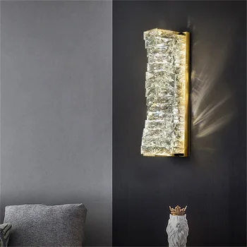 Кристална стена led лампа, Луксозно Произведения на дизайнерското аплици, Креативен интериор, Спалня, хол, Проход, Вътрешен монтаж на стена осветление