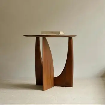 Кръгла маса от масивно дърво в скандинавски стил, ъглова маса в геометричния стил, масичка за кафе, приставной масичка за дивана, нощно шкафче в спалнята
