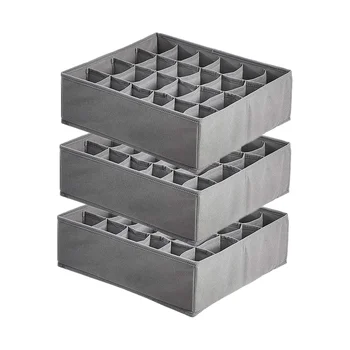 Кутии за съхранение на чорапи и малки аксесоари, 24 клетка, сгъваеми кутии, система за поръчки на шкафове и чекмеджета за съхранение на чорапи