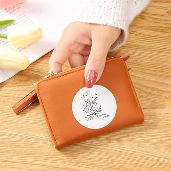 Къса дамска чанта в корейски стил, сладък студентски прясна двупластова студентски чанта, лесен портфейл за монети с катарама от няколко карти