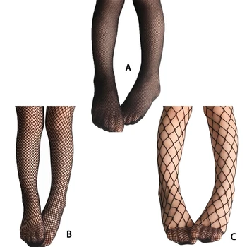 Ластични чорапи за момичета, Модни мрежести боди-чорапи за момичета, черни