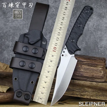 ЛЕНГРЕН Висококачествен Директен нож за оцеляване на открито от стомана SLEIPNER висока твърдост 62HRC, ловен нож с пълна кръстопът, K-образна сабя